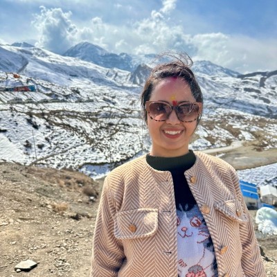 Nisha Kafle outdoors in the Himalayas of Nepal